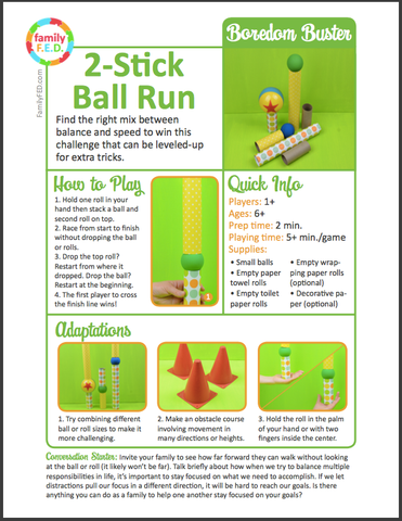 Instructions for how to play 2 Stick Ball Run by Family F.E.D.