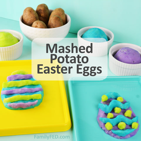 Easter food craft turning mashed potatoes into Easter eggs