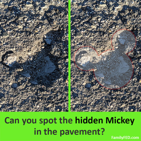 Spot the hidden Mickey in the pavement