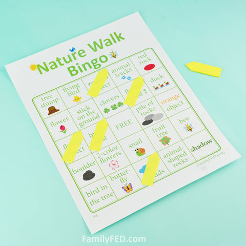 Nature Walk Bingo cards for a nature appreciation day