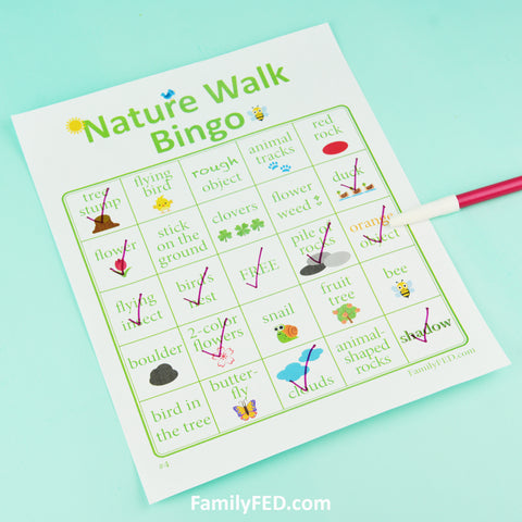 Downloadable Bingo cards for a nature appreciation walk