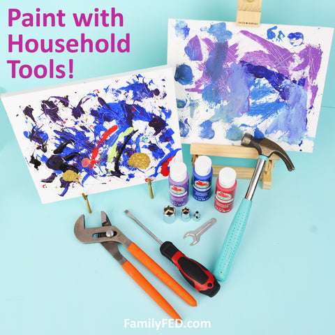 Paint with household tools for a creative paint night and an easy Father's Day gift or activity