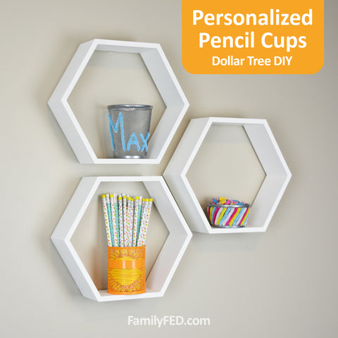 Customized Pencil Cups and Desk Storage from the Dollar Tree for a Fun Virtual Learning Space