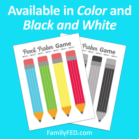 Pencil Pusher Game for Back-to-School Fun or Family Game Night. Available in two colors