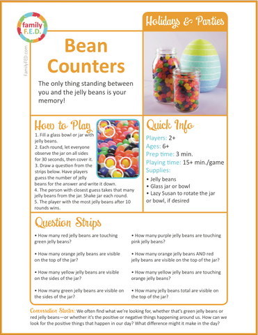How to play Bean Counters Easter game by Family FED