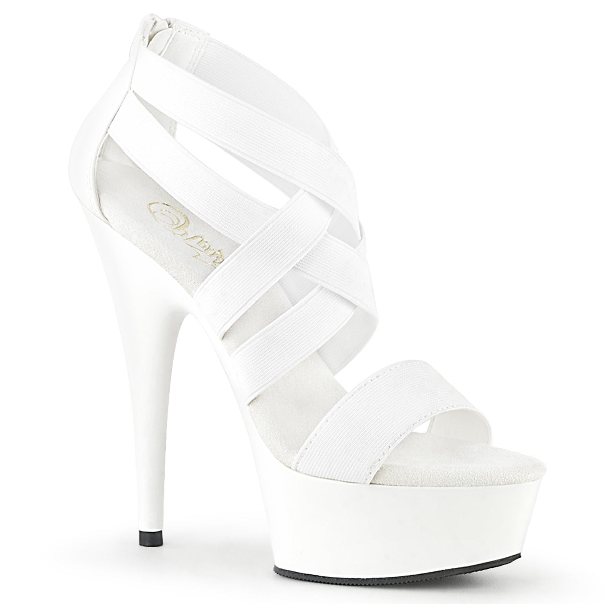 white strappy platform heels