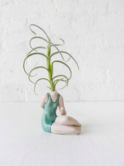 Vintage Summer Headless Pinup Plant Girl - Antique German Bisque Doll Planter