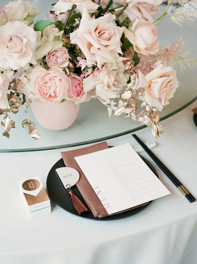 Bask ivory menus with custom place cards