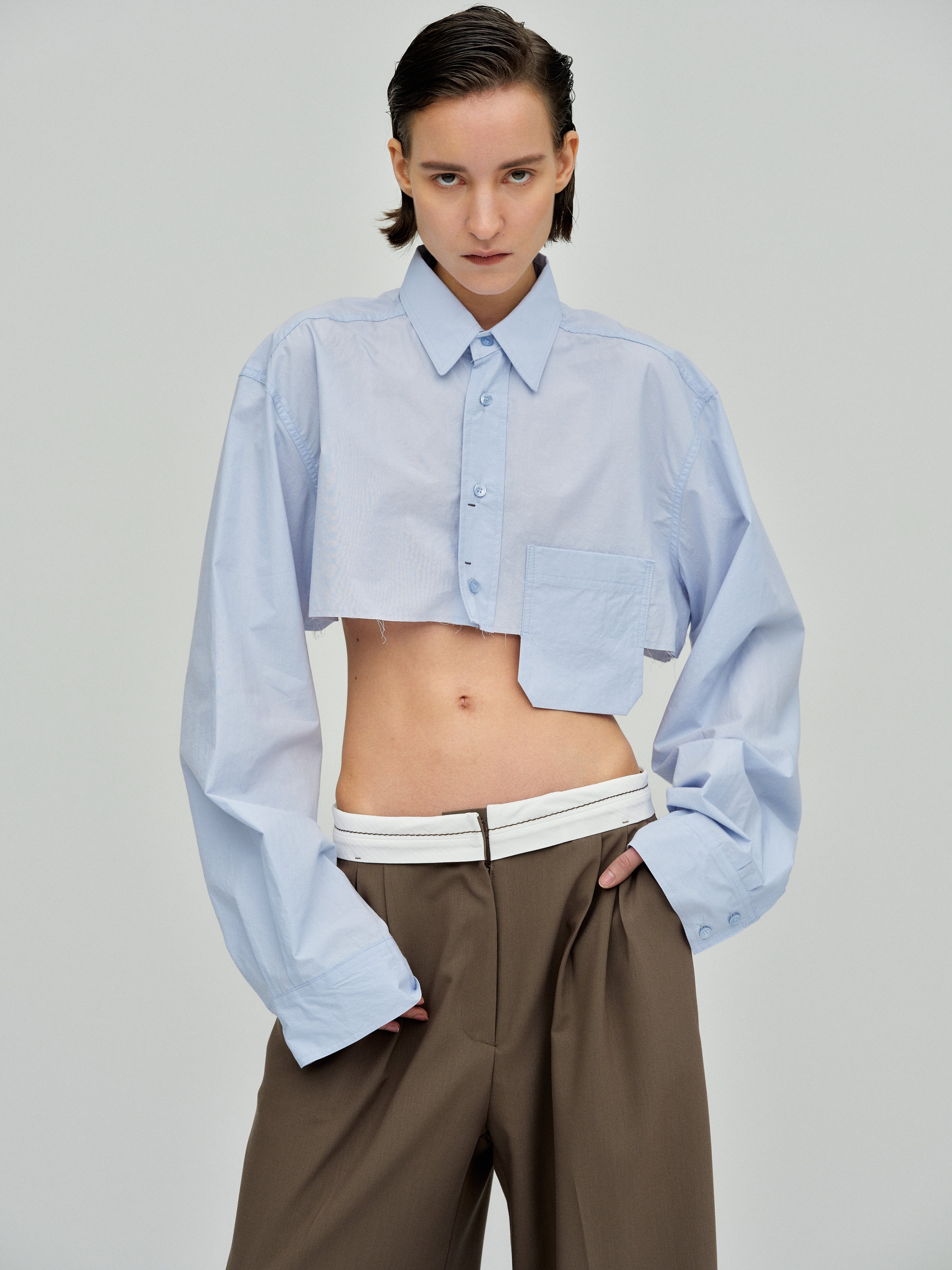 Boxy Cropped Shirt, Oxford