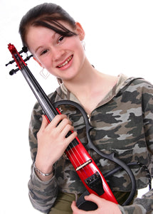 Girl holding electric violin
