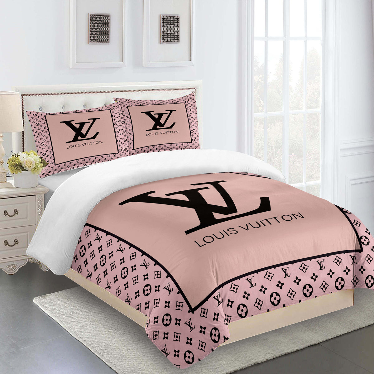 LV5 LOUIS VUITTON CUSTOM BEDDING SET #1 (DUVET COVER & PILLOWCASES)