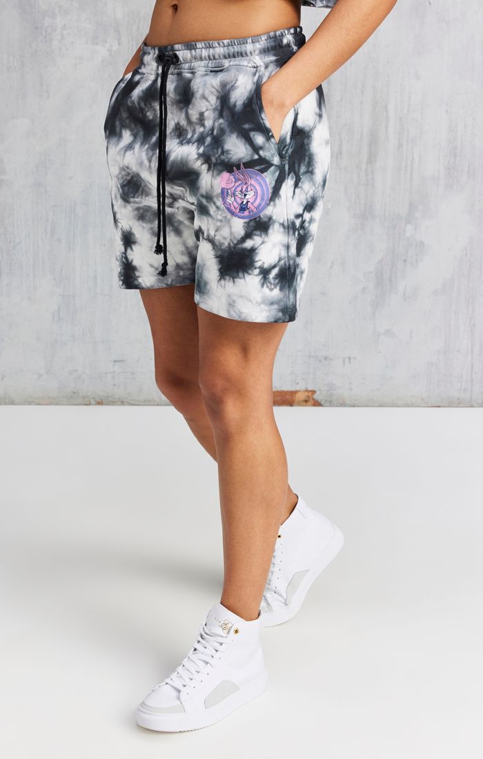 Space Jam X SikSilk Tie Dye Bugs Basketball Shorts - Black & White