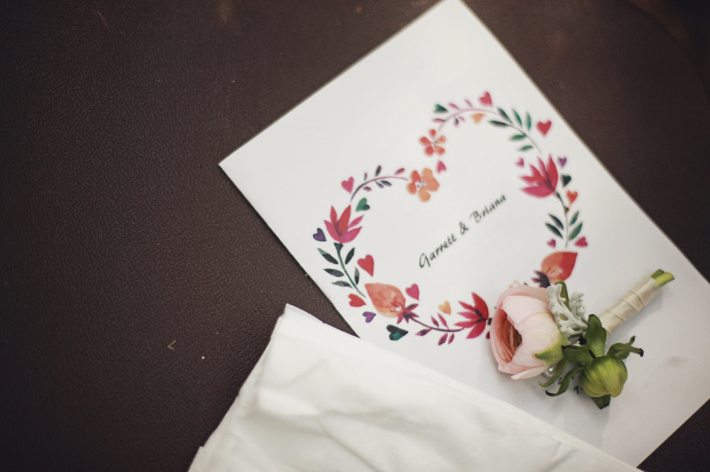 Floral wedding stationary. | A Whimsical Gold and Pink Wedding Day