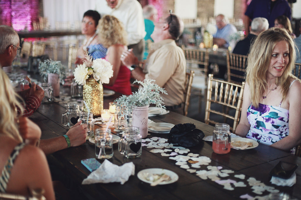 A simple and chic table setting for the reception. | A Whimsical Gold and Pink Wedding Day