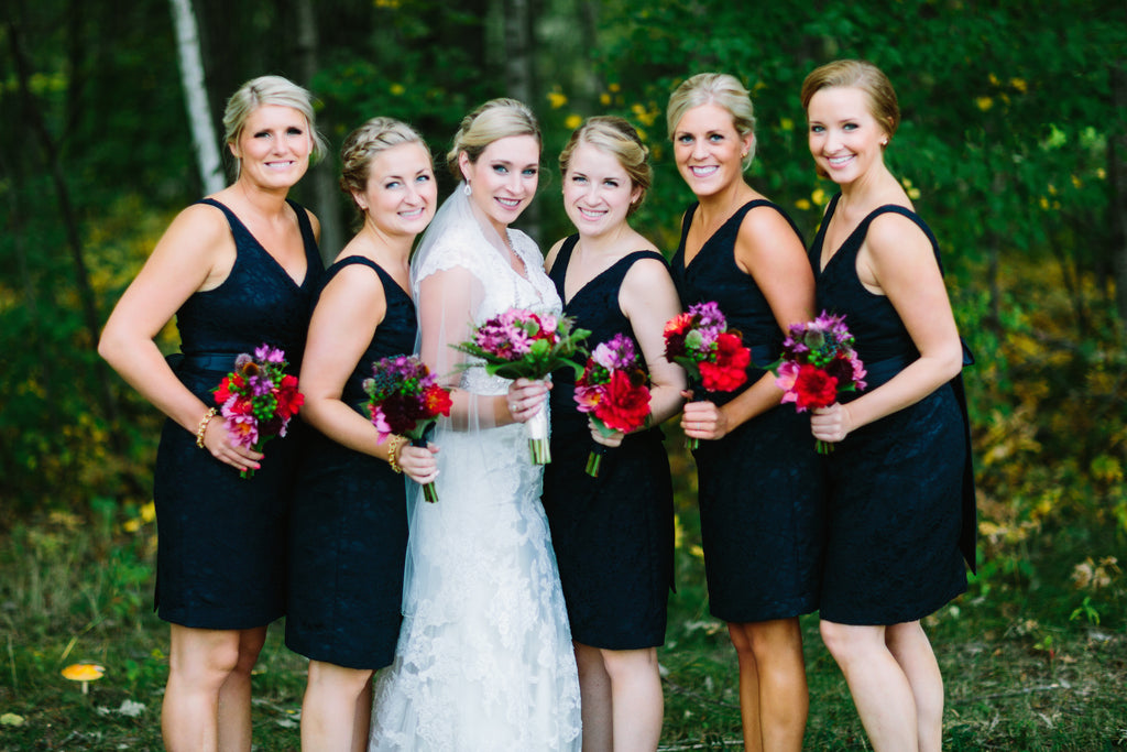 Strapped navy lace bridesmaid dresses | A Nautical-Inspired Wedding Day
