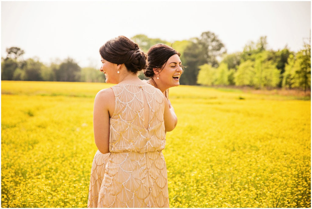 Bridesmaids in rose gold | Katie and Joe's Kennedy Blue Wedding 