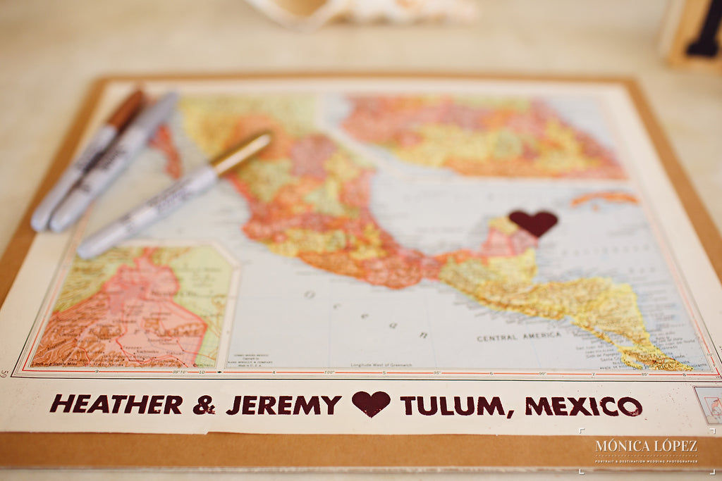 A Map With a Heart Placed in the Destination the Couple Got Married | A One-Of-A-Kind Destination Wedding