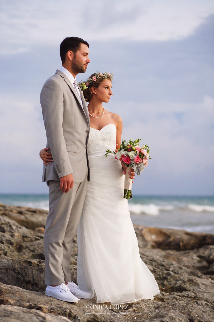 A Snapshot of a Newlywed Couple Looking at the Ocean | A One-Of-A-Kind Destination Wedding