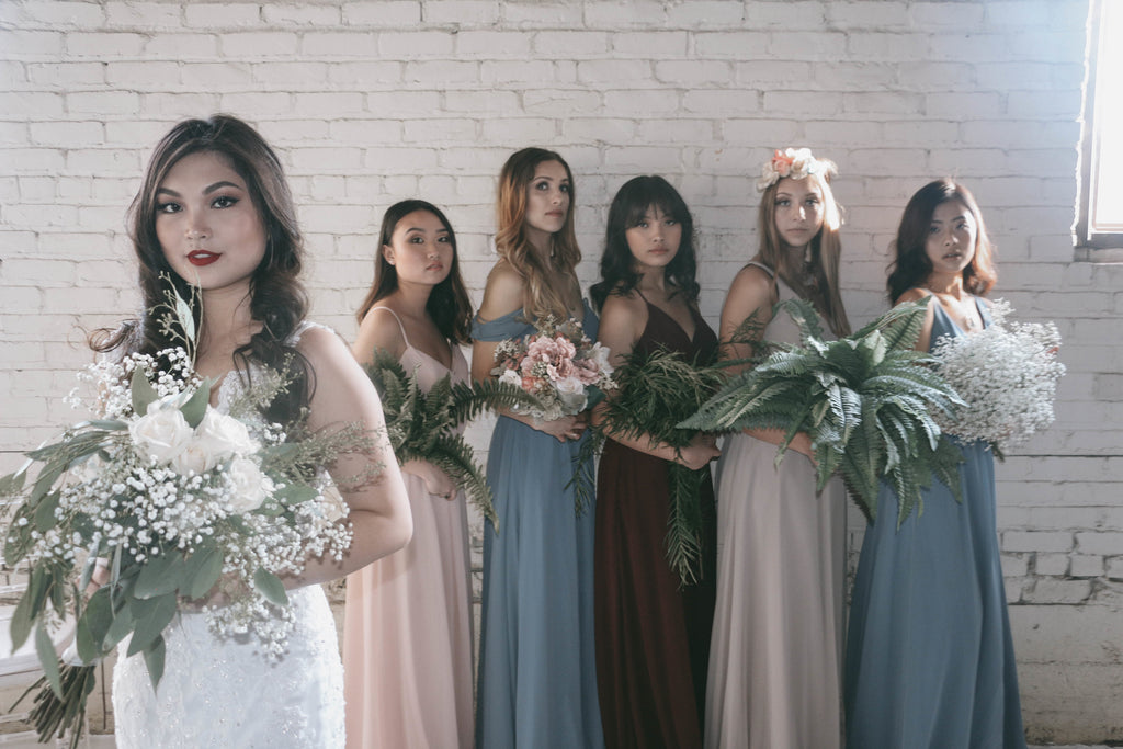 Full Bridal party Shot | Moody Styled Shoot | Kennedy Blue Dresses