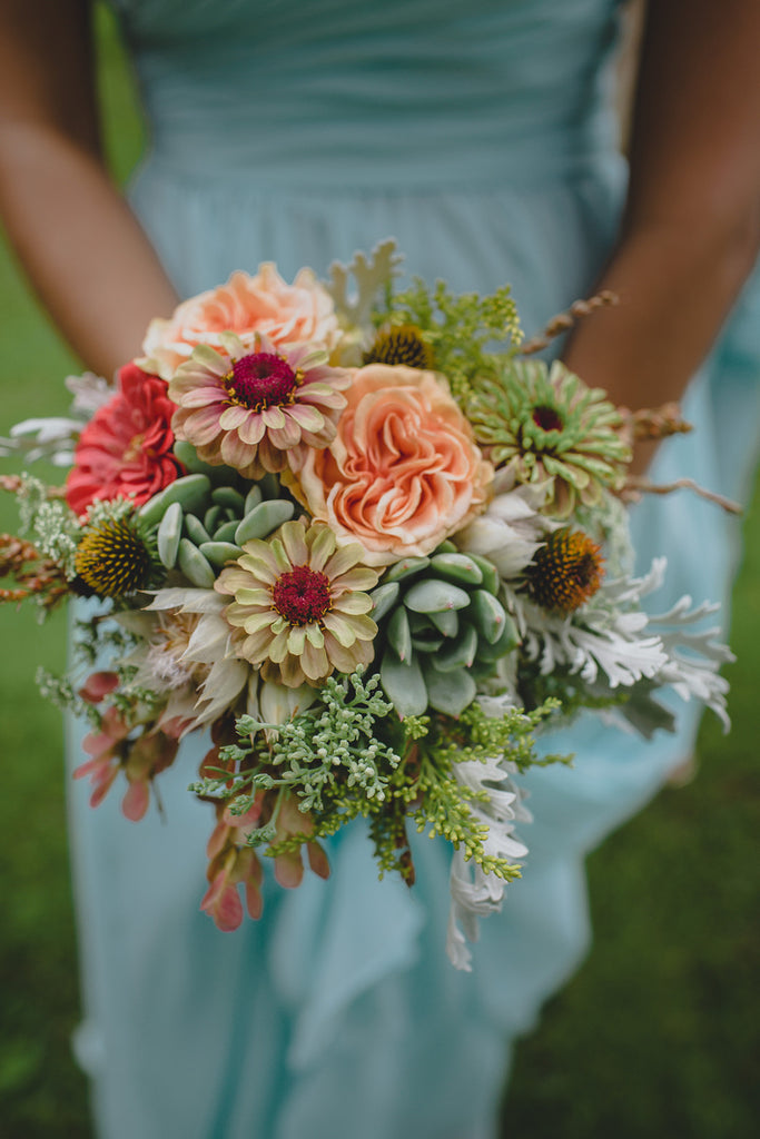 Mint Bridesmaid Dresses with a Gorgeous Rustic Bouquet | A Barn Wedding So Gorgeous, You Have to See It to Believe It | www.KennedyBlue.com 