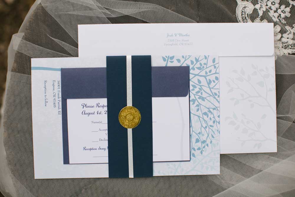 Navy blue wedding invitations.