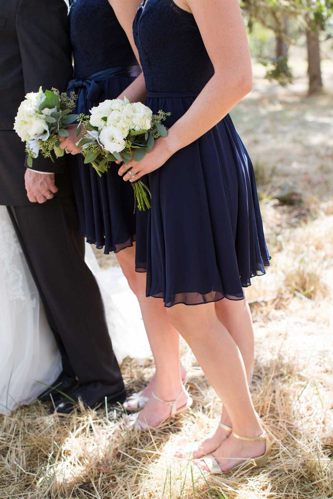 Lace top, chiffon skirt bridesmaid dresses. So chic!