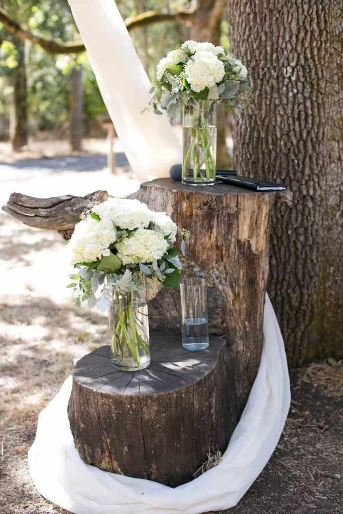 Rustic details from the outdoor wedding ceremony.