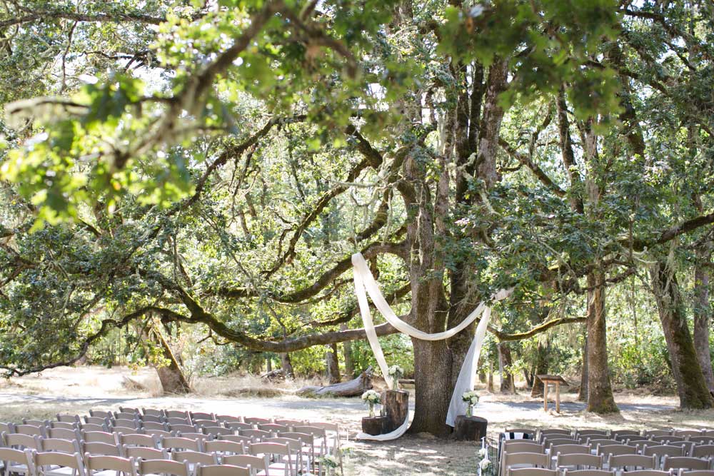 A gorgeous outdoor wedding ceremony at Mt. Pisgah Arboretum in Oregon.