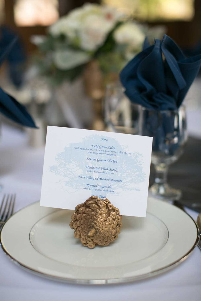 A chic way of displaying a wedding menu.