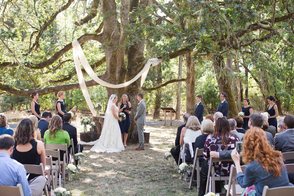 A lovely outdoor wedding ceremony.