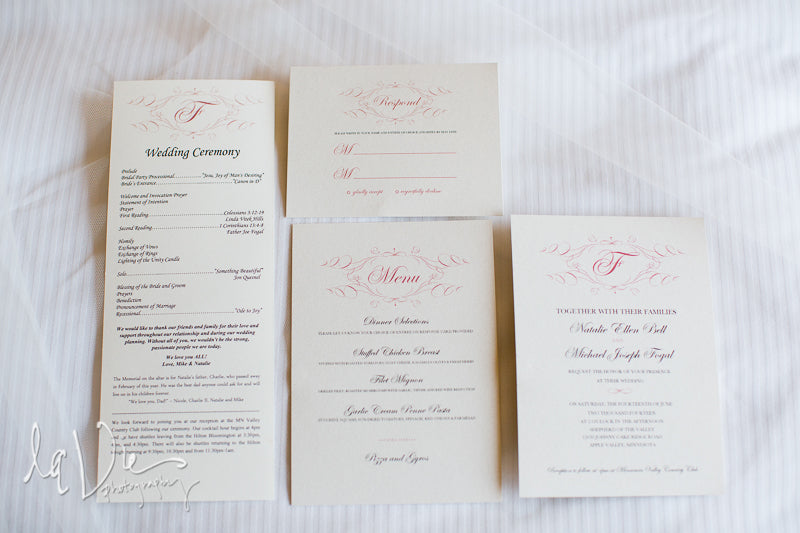 Pretty white and pink wedding stationary. | A Simply Chic Wedding Day | Your Something Blue