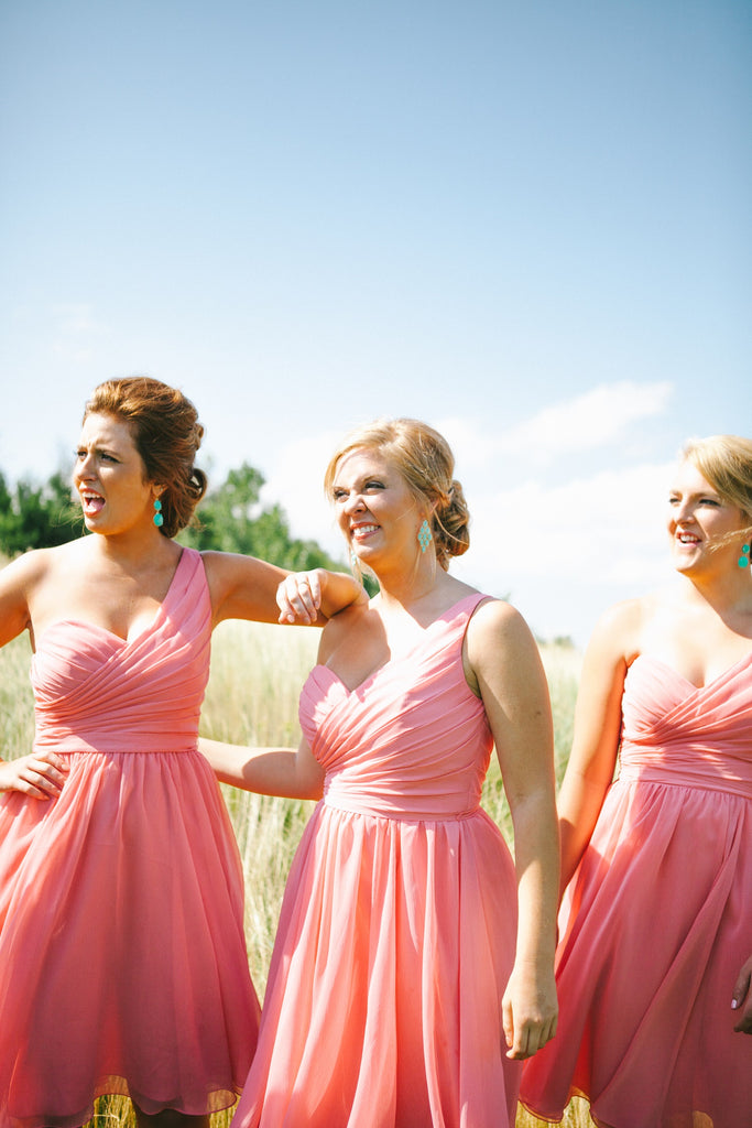 Kennedy Blue One-Shoulder Bridesmaid Dress Spencer in Coral | An Outdoor Wedding That’s Simply Charming | Kennedy Blue