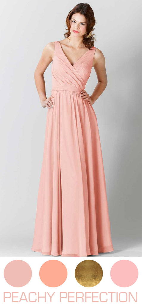 Peach bridesmaid dresses are gorgeous for 2016 spring or summer weddings.