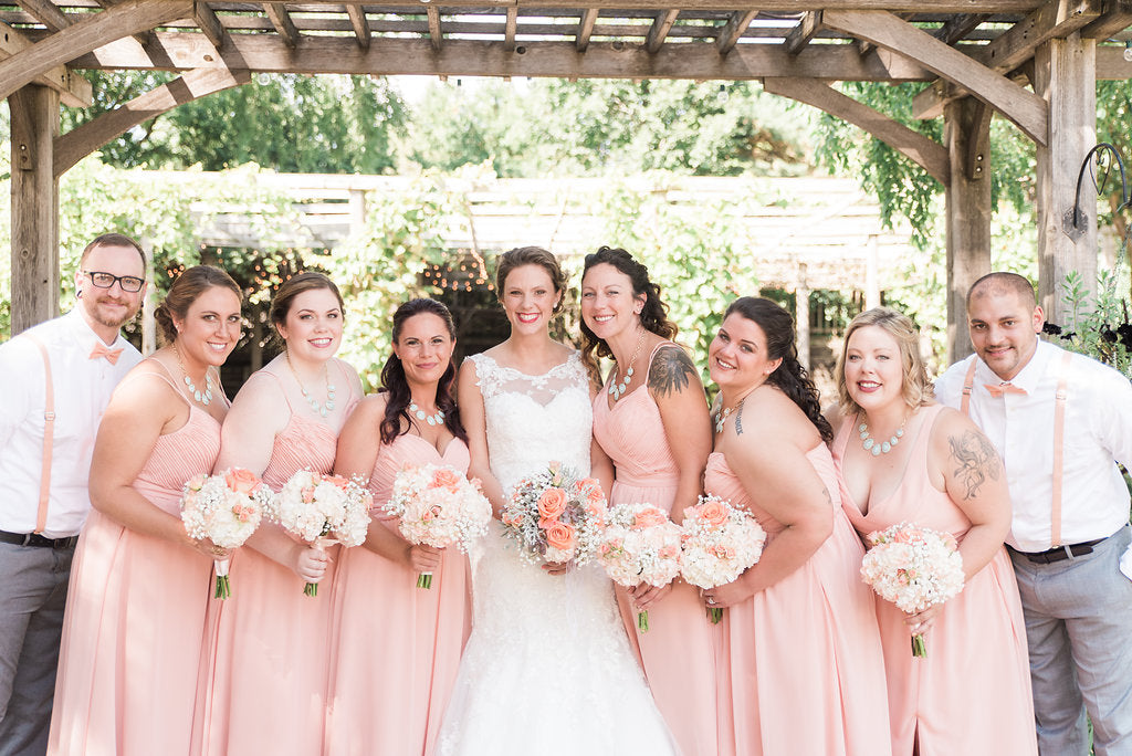 peach bridesmaids dresses