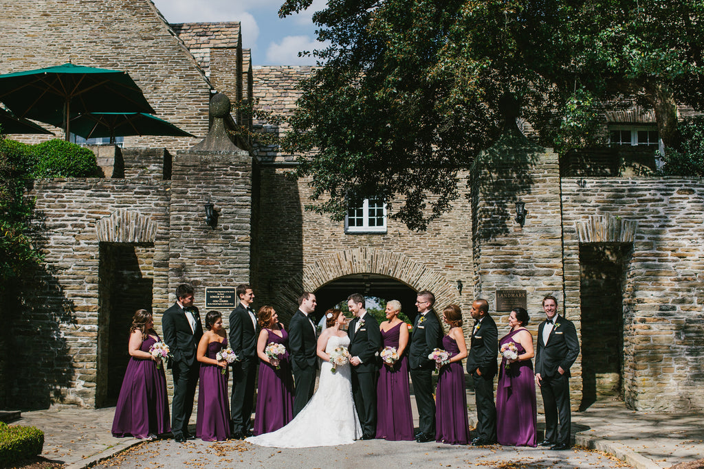 A black and purple bridal party | A Chic Purple and Gold Pittsburgh Wedding