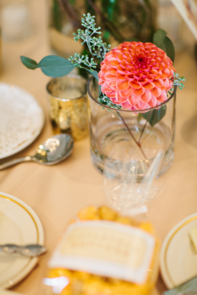 Wedding recteption table centerpeices | A Chic Purple and Gold Pittsburgh Wedding