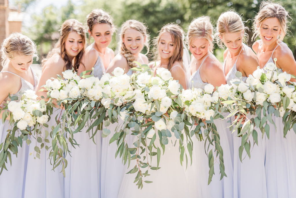 eucalyptus bouquets -sky blue bridesmaids