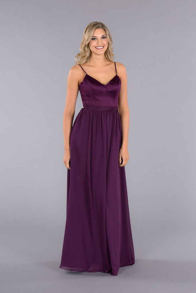 A Stunning Spaghetti-Strap, Satin-Top Bridesmaid Dresses