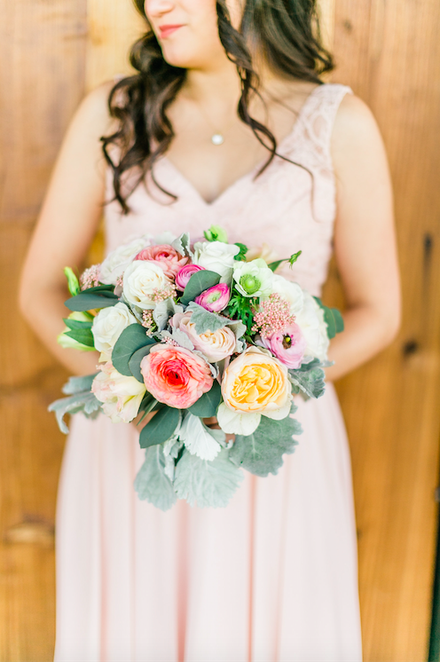 Beautiful photo of the bride and her bouquet! | An Elegant, Blush Pink, Rustic Wedding | Kennedy Blue | Catherine Leanne Photography