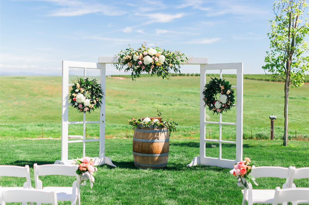 Beautiful country wedding ceremony! | An Elegant, Blush Pink, Rustic Wedding | Kennedy Blue | Catherine Leanne Photography