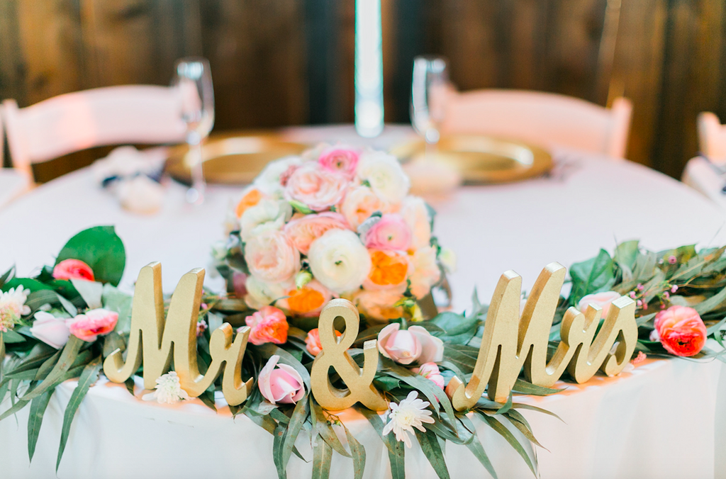 Adorable "Mr. & Mrs." table signs for your wedding! | An Elegant, Blush Pink, Rustic Wedding | Kennedy Blue | Catherine Leanne Photography