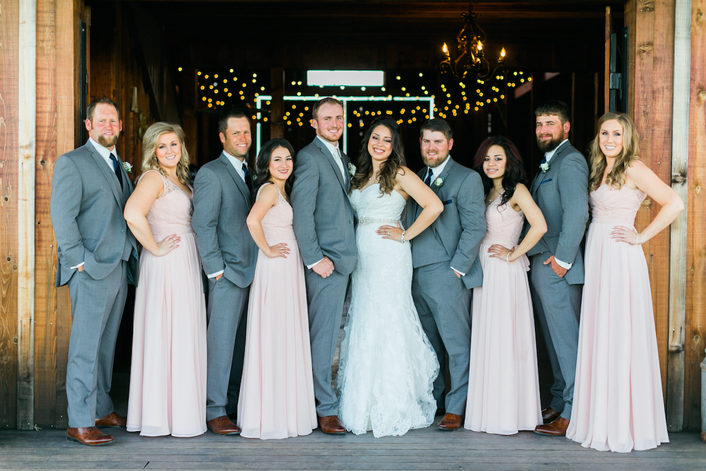 Blush pink and dark grey wedding party! | An Elegant, Blush Pink, Rustic Wedding | Kennedy Blue | Catherine Leanne Photography