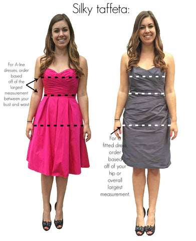 How to Measure Kennedy Blue Silky Taffeta Bridesmaid Dresses