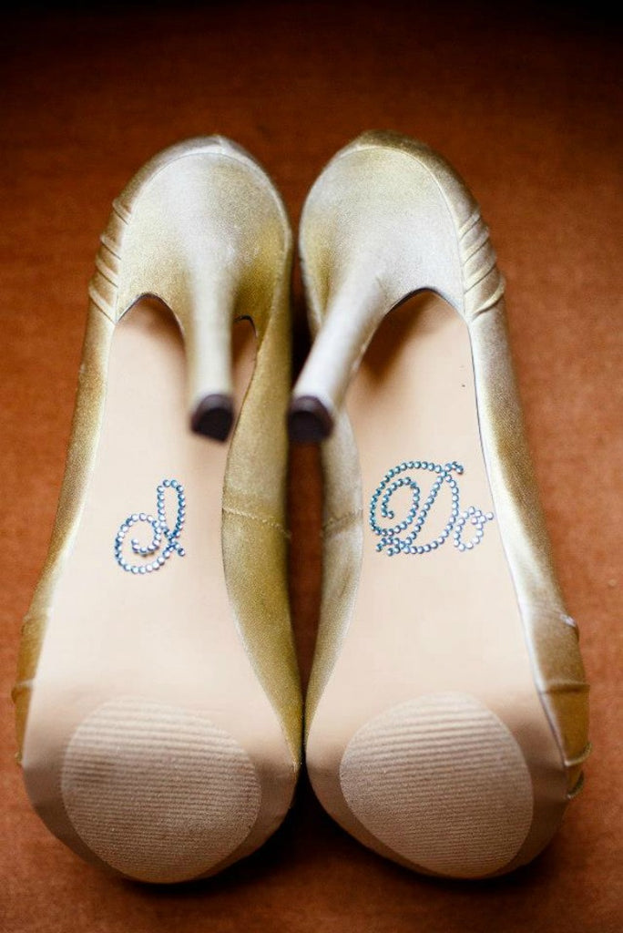 The perfect 'Something Blue' 'I DO' stickers for your wedding shoes!