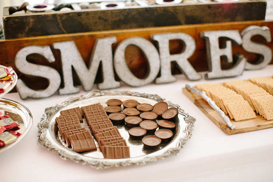 North Mallow & Co. set up a delicious s'mores bar with homemade marshmallows! | Floral Graffiti Inspiration at The Big Fake Wedding