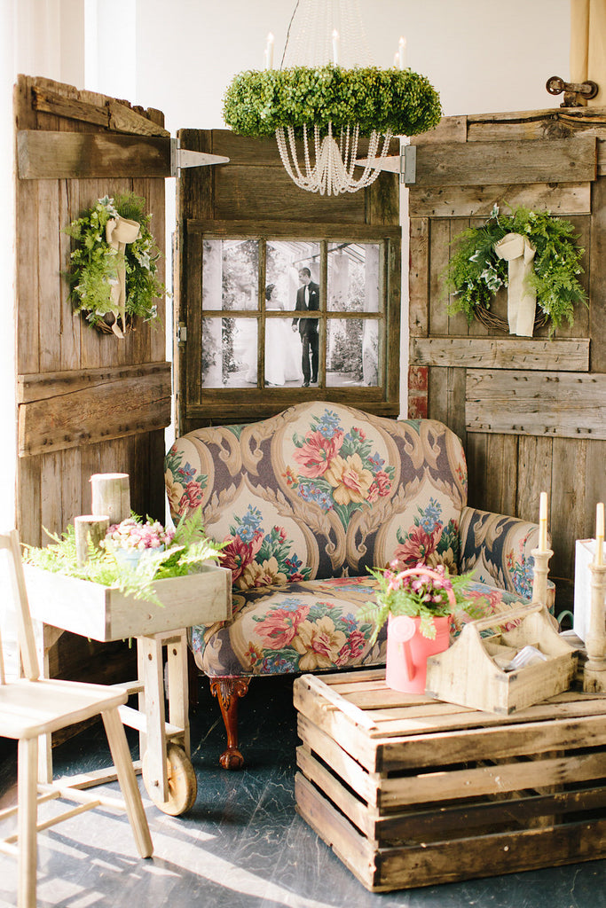 Vintage wedding rentals by All The Rage | Floral Graffiti Inspiration at The Big Fake Wedding
