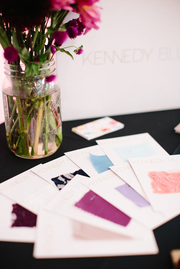 Kennedy Blue fabric swatches | Floral Graffiti Inspiration at The Big Fake Wedding