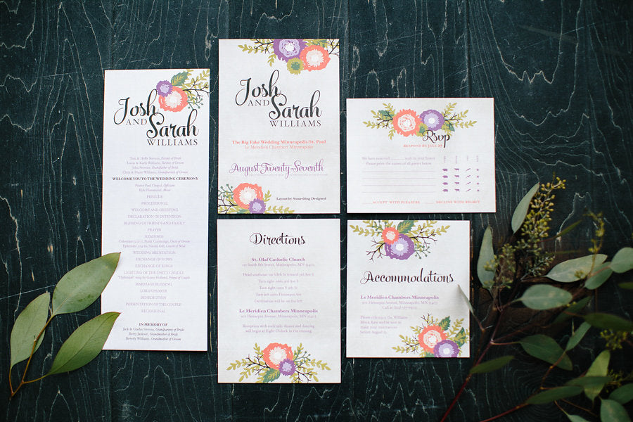 Floral wedding invitations by Something Designed | Floral Graffiti Inspiration at The Big Fake Wedding