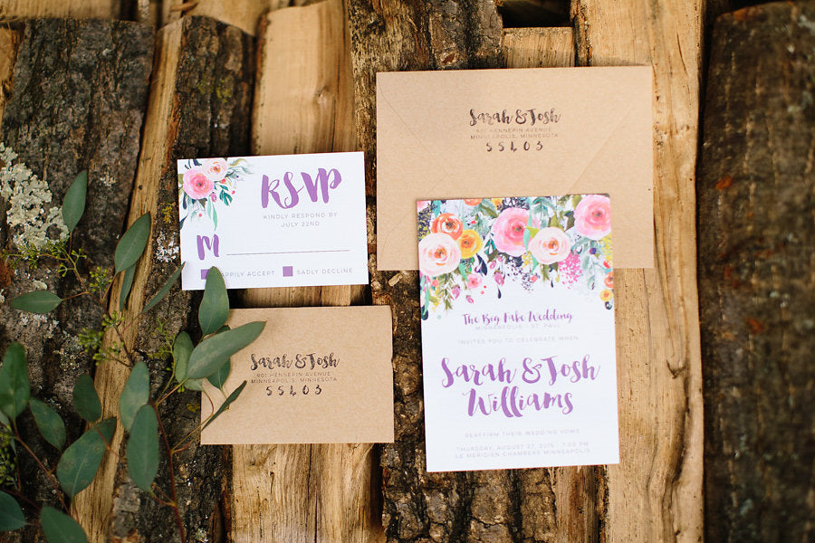 Floral wedding invitations by Hello World Paper Company | Floral Graffiti Inspiration at The Big Fake Wedding