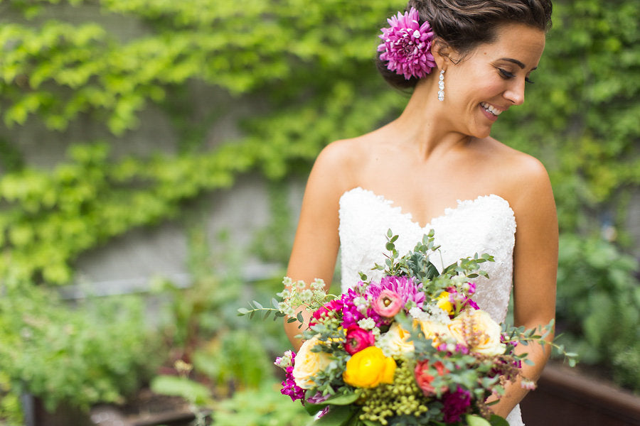 A bright and vibrant bridal bouquet | Floral Graffiti Inspiration at The Big Fake Wedding